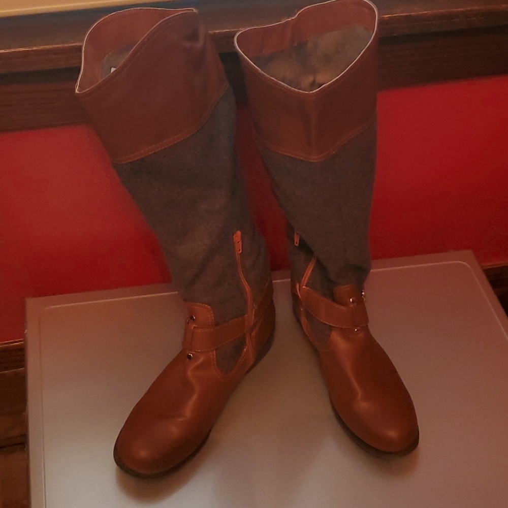 Brown and Grey Boots